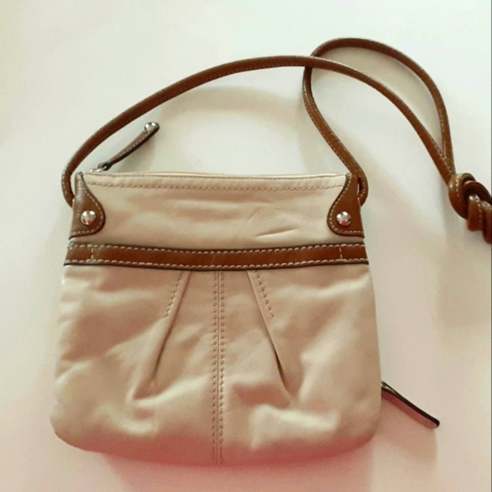 Tignanello Cream & Tan Leather Crossbody